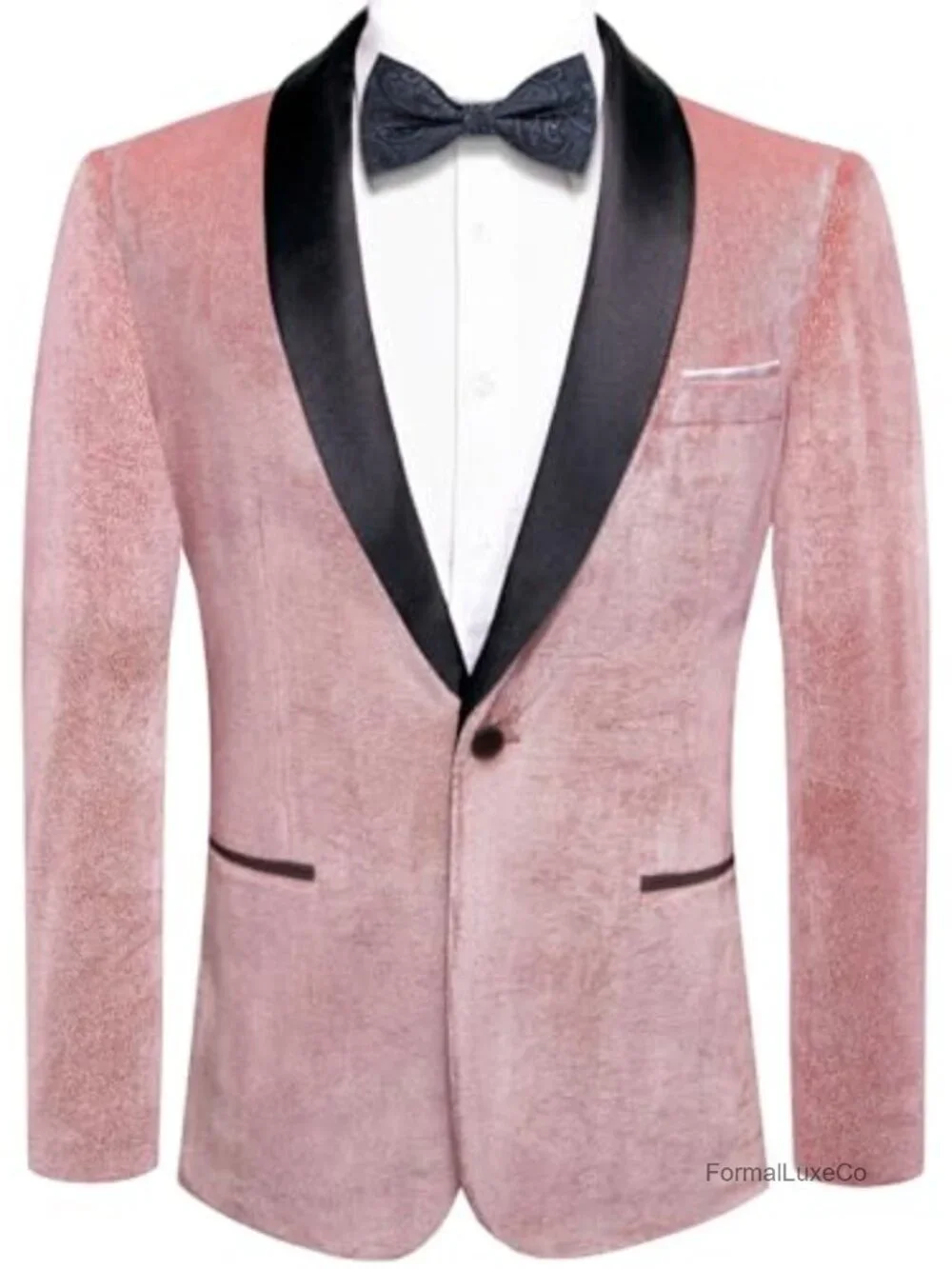 Men's Velvet Shawl Lapel Blazer Slim Fit One Button Tuxedo Suit Jacket